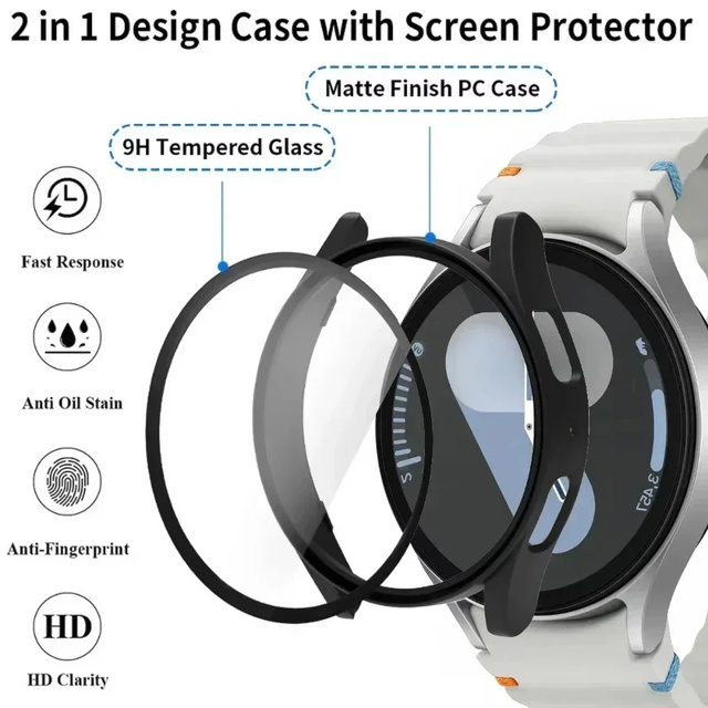Smartwatch Screen Protector PC Watch Cover Case for Samsung Galaxy Watch 7 Accessories Tempered Glass Film