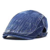 Béret en jean réglable lavé uni personnalisé casquette bleue classique chapeau de voyage en avant chapeau de gavroche Cowboy femmes béret Lvy chapeaux pour hommes