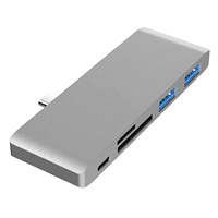 Hub USB-C 5-en-1 à branchement direct, adaptateur multiport, 2xUSB3.0, lecteur de cartes TF/SD, extension en alliage d'aluminium, en stock