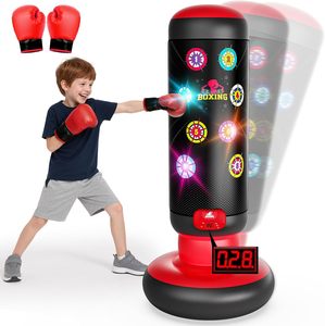 Ensemble <span class=keywords><strong>de</strong></span> boxe pour enfants <span class=keywords><strong>Sac</strong></span> <span class=keywords><strong>de</strong></span> <span class=keywords><strong>frappe</strong></span> Lumière <span class=keywords><strong>de</strong></span> pointage Musique 4 modes <span class=keywords><strong>de</strong></span> jeu Gants gonflables Cadeau d'anniversaire 4-8-12 ans Garçons - Product Image 1