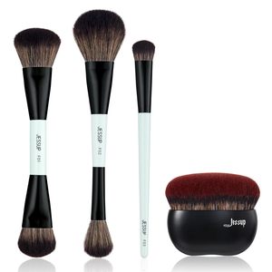 Per Jessup professionale Double Face T503 Set di pennelli per il trucco a forma piatta SF001 comoda maniglia da viaggio in scatola