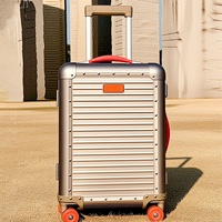 Valise trolley grande capacité rétro en alliage aluminium-magnésium avec roues pivotantes, tailles 20 et 24 pouces, serrure TSA, pour voyage