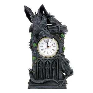 Часы с драконами, 26 см, полирезиновые, серые полирезиновые часы
