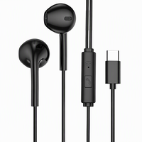 Earphone In-Ear Berkabel Tipe C Headset Stereo Unit Suara Quad-Core Kabel TPE 1.2m Kontrol Panggilan Gaming