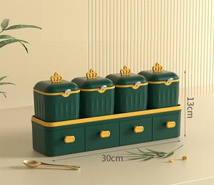 Ensemble de pots à épices pour sel et poivre de cuisine, bocaux à assaisonnements, organisateur de rangement pour sucre, sauces et vanille, support à épices populaire - Product Image 6