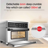 Horno Freidora de Aire Digital Eléctrico de 25 Litros de Acero Inoxidable con 10 Programas Preestablecidos, Horno Tostador Doméstico