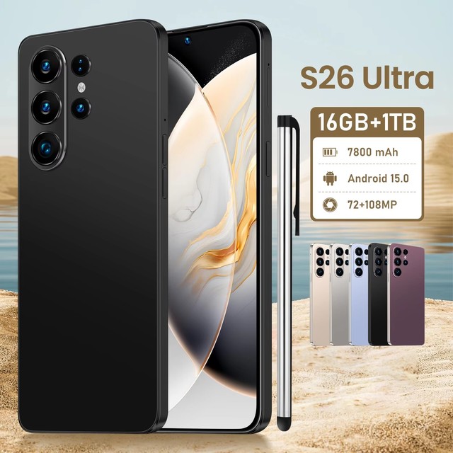 Popular Product S26 Ultra Smartphone 7.3 Inch AMOLED Full HD Screen 16GB+1TB Android 14 108MP Rear Camera Face ID LTE CDMA