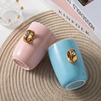Vente flash - Tasse à lait en céramique créative en forme de diamant pour couple, avec logo personnalisé, pour coffret cadeau