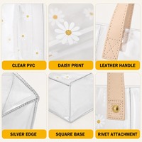 Sac fourre-tout transparent en PVC personnalisé, motif marguerite, sac cadeau transparent, sac pour bonbons de mariage, sac pour cadeaux d'anniversaire, sac de shopping