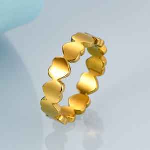 Heart Shaped 6Mm Steel Gold Women's <b>Ring</b> Gift Jewelry Fashion <b>Rings</b> - Product Image 3