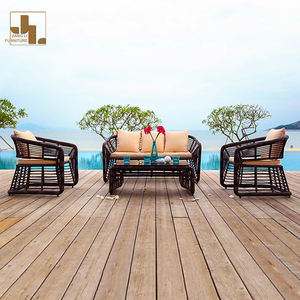 Meubles d'extérieur en rotin de haute qualité liquidation moderne ensemble de 4 meubles de jardin en rotin synthétique polyrattan à vendre - Product Image 3