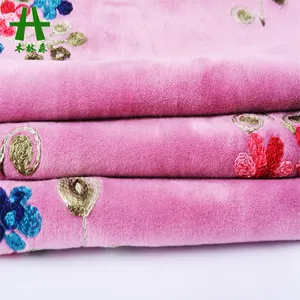 Mulinsen Textile Flower Design Thick Super Soft Velvet Fabric with Embroidery Manufacturer