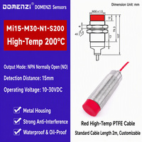 Domenzi 200 ℃   Capteur de proximité inductif M30 haute température sans contact, résistant à la chaleur, 15 mm, sortie NPN NO, IP67, type barillet