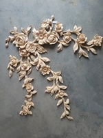 Applique décorative sculptée traditionnelle en bois de caoutchouc non peint de haute qualité, accessoires de meubles en bois massif pour