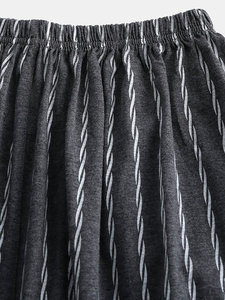 Wholesale Polyester/Cotton Blend Mens Dark Gray Striped <b>Thermal</b> Pajamas Set Comfortable Button Long Sleeve Loungewear Plus Size - Product Image 4