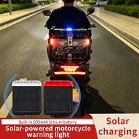 Feu de signalisation LED solaire avec capteur de vibration, sans câblage, fixation adhésive pour moto, vélo, voiture, bateau, étanche à la poussière IP67