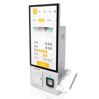 Kiosque interactif tactile de 21,5 pouces avec lecteur de codes-barres, scanner de codes QR, système de commande en libre-service, boîtier mural en métal, multi-OS