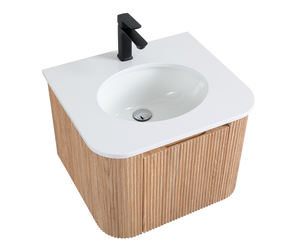 Envío Gratis a EE. UU. Tocador de Baño de Lujo con Lavabo Diseño Moderno Mueble de Baño Redondo de 60 cm para Lavamanos Montado en la Pared - Product Image 5