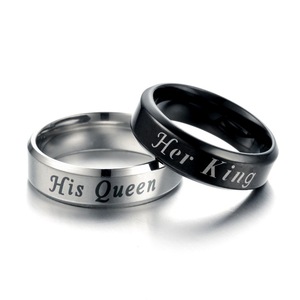 Hot Selling Trendy No Fading Wholesale Fashion <strong>King</strong> <strong>Queen</strong> Titanium Steel Couple <strong>Matching</strong> <strong>Rings</strong> for Lovers - Product Image 2