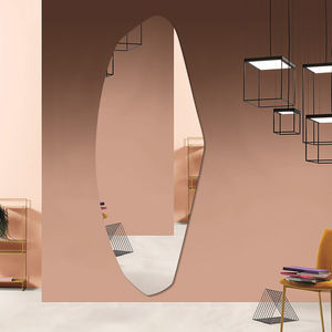 Specchio da parete a figura intera con specchio da toeletta a led a forma irregolare progettato da parete con luci - Product Image 5