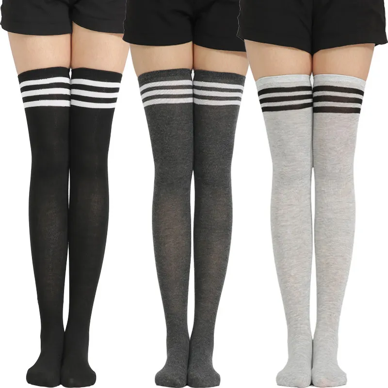 New Fashion Women Thigh High Socks Sexy Striped Stockings For Ladies Girls Knee High Socks
