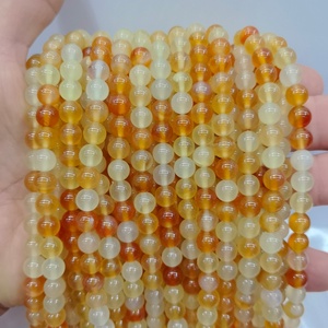 Agata <span class=keywords><strong>Naturale</strong></span> all'Ingrosso, Pietra di <span class=keywords><strong>Giada</strong></span> <span class=keywords><strong>Naturale</strong></span> di <span class=keywords><strong>Colore</strong></span> Giallo, Diverse Dimensioni 8-10mm, Agata Kumquat per Creazione di Gioielli Fai-da-Te - Product Image 2