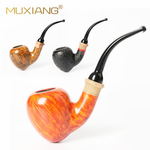 Muxiang Tobacco Pipe Bent Type Solid Wood Smoking Pipe With 3mm Filter For Men - Product Image 1