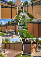Portail extérieur élégant et contemporain en WPC marron, résistant aux intempéries, sur mesure OEM, pour projets urbains de jardins, avec poteaux en aluminium, clôture en WPC de 6 pieds