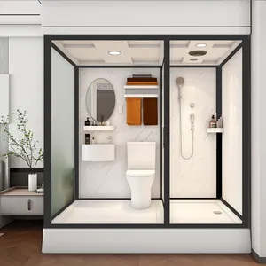 Toilet portabel mewah, kamar mandi Modular untuk kamar mandi dengan toilet