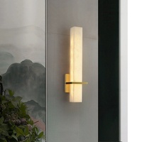 Nouvelle lampe murale en marbre et cuivre de style chinois, luxe léger, pour salon, chambre à coucher, chevet