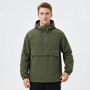 <b>Men's</b> Hooded <b>Half</b> <b>Zip</b> Anorak <b>Jacket</b> Eco-Friendly Waterproof Winter Windproof Casual Solid Color Outdoor Wear Oversized Fit - Product Image 1