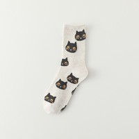 Chaussettes de dessin animé de chat heureux drôle pour femmes nouveauté coton Spandex équipage tricoté usage quotidien respirant et jetable pour l'automne