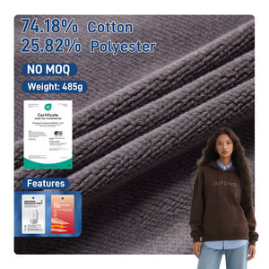 Pesado 455gsm Tecido Tingido CVC 26% Poliéster 74% Algodão Escovado De Malha Jersey Têxtil Tecido Personalizado Camisas Dos Meninos' - Product Image 1