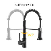 Robinet de cuisine en céramique contemporain moderne Holmine mitigeur monté sur le pont en laiton noir avec rotation à 360 degrés