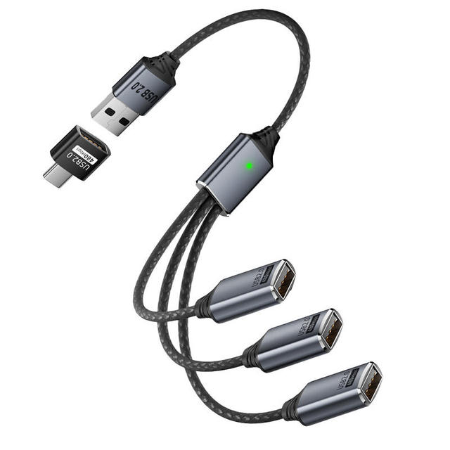 2in13in1 USB a Type C Male to 2 3 USB 2.0 Ports Female OTG Adapter Converter Data Charging Extension Cable 3 in 1 USB HUB