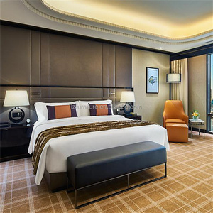 Custom <b>Cheap</b> Wooden King Size Hotel <b>Bed</b> Frame & <b>Mattress</b> With Nightstand Headboard & Ottoman For Modern 3 Star Hotel Bedroom <b>Set</b> - Product Image 2