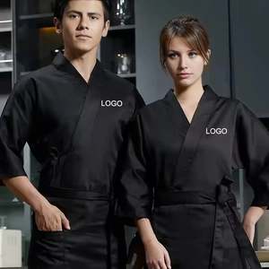 Cameriere ristorante moderno uniforme pizzaiolo Camouflage da uomo camicia in sgualcià con cerniera manica corta caratteristiche organiche - Product Image 2