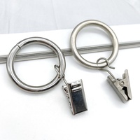 Accessoire pour tringles à rideaux en métal plaqué de 1 pouce avec anneaux ronds noirs pour rideaux, crochets à œillets