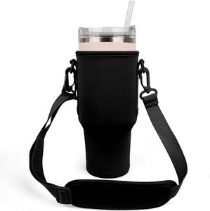 Vente flash : bouteille d'eau en néoprène et coton de 40 oz avec bandoulière, poche zippée pour téléphone, pour la randonnée et les voyages en plein air - Product Image 5
