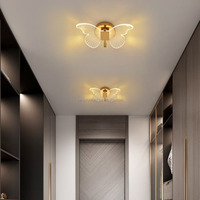 Applique Murale Papillon Nordique Dorée en Aluminium Texturé avec LED pour Chambre, Couloir et Fond TV - Meilleure Vente