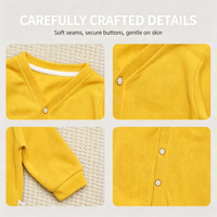 Cardigan en coton à col en V et simple boutonnage pour bébés garçons et filles, adorable haut tricoté chic pour le printemps et l'automne