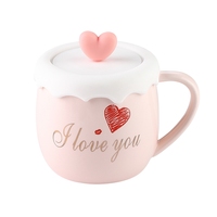 Cute Pink Ceramic Mug with Lid