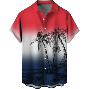 Hawaiian Shirts for Men Loose Short Sleeve Custom Logo Breathable ODM Stand Collar Beach Resort Casual Shirts - Product Image 1