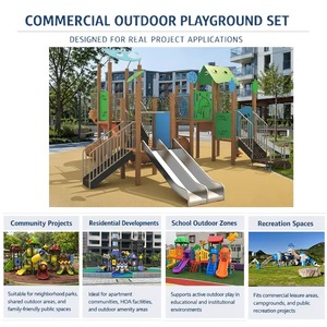 Juego de Equipos de Juegos Infantiles Comerciales para Exteriores, con Tobogán en Espiral y Rocódromo, de Madera Sólida, con Temática Oceánica, Personalizado - Product Image 4