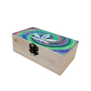 Wooden Jewelry Storage <b>Box</b> 16x8x7cm With <b>Locks</b> And Colorful Leaf Design For Gift Packaging - Product Image 2