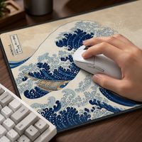 Tapis de Souris Gaming Grande Vague 900x400x3mm en Gros, Tapis de Bureau Antidérapant en Caoutchouc avec Impression par Sublimation pour Usage au Bureau