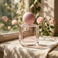 Vente en gros usine – Flacon de parfum en verre vide de luxe personnalisé avec pulvérisateur à pompe rose, 30 ml, 50 ml, 100 ml, avec bouchon supérieur en bois