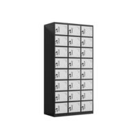 Casier en acier multi-compartiments à 24 portes grande capacité, cadre noir, porte blanche, serrure à clé individuelle, pour atelier, école, personnel