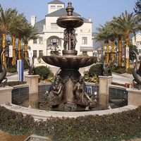 Vente en gros de décoration de jardin extérieur en cuivre coulé bronze dansant femme jouant des statues fontaine d'eau sculpture en bronze