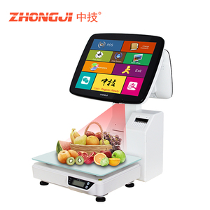 Báscula ZHONGJI POS, precios de pesaje y báscula de pesaje de etiquetas de código de barras con impresora de recibos y respaldo de batería - Product Image 1